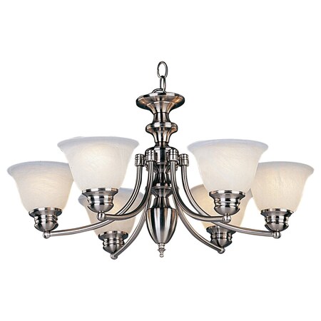 Maxim Six Light Satin Nickel Marble Glass Up Chandelier 2684MRSN